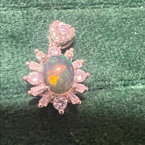 Elegant dainty good flash color Silver and natural Opal Pendant